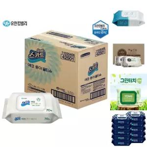 (70매x24개입) 유한킴벌리 스카트 에코 종이 물티슈 캡형/생활/캡물티슈/1회용/청소/캡티슈/일회용/휴대용