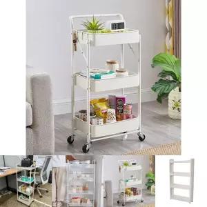 접이식 3단 트롤리 거실 주방 욕실 이동식 선반 정리/바퀴/세탁실/공간정리/카트