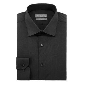 [란체티][란체티셔츠] 신축성있는 깔끔한 솔리드 블랙 셔츠 (P003768649)