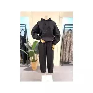 [하프클럽/미스칸트]  STP305BK 바스락 후드 조거팬츠 세트 블랙