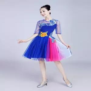 댄스복 난타 무대복  공연복 트로트 단체복 라틴 댄스 무대 의상 화려한 드레스 빅사이즈