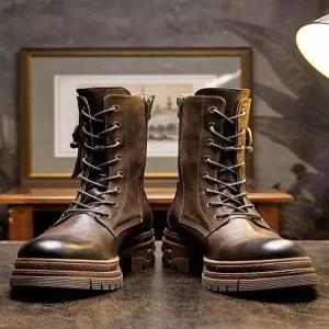 키높이 소가죽 오토바이부츠 워커 바이크 6cm 부츠 남자