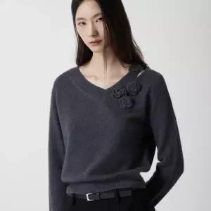 [롯데백화점]쥬크 울 블렌드 플라워 트임 니트 탑 Z254KSK035