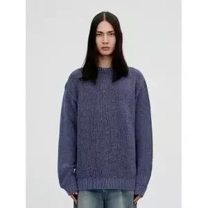 비바스튜디오 [온리하프] 투톤 믹스 라운드 니트 - FRENCH BLUE