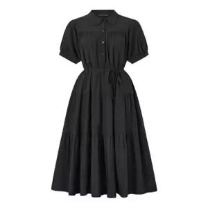 에브리데이]반 버튼 카라넥 셔링 플레어 롱 원피스 EC2OW009D)