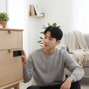 [콩심팥심]미니 데스크 서랍 잠금장치 비밀번호 도어락 가구 사물함 보안