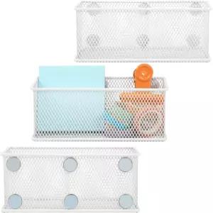 이지프레시 마그네틱 펜슬 홀더 3종 세트 - 강력한 자석이 있는 와이어 메시 수납 바구니 정리함