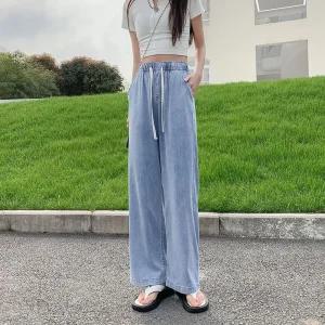 여성 밴딩 와이드 쿨 데님 팬츠