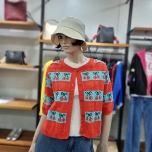 베네통/애플아울렛/체리 크로셰 반팔 니트 가디건/BAKC53531