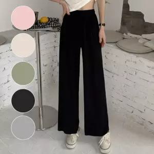 여름 쿨링 팬츠 여성 고무줄 밴딩 와이드 냉감 바지