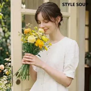 숲 페플럼 퍼프 슬리브 블라우스 SC4SSF2 438483