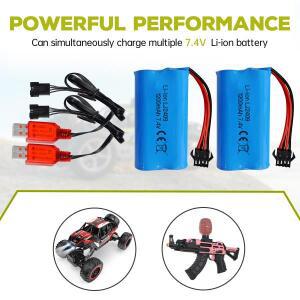 EC08 RC 보트 RC 자동차 모델 예비 배터리에 대 한 SM-4P 4 핀 플러그 USB 충전 케이블과 7.4V 1200mAh 리