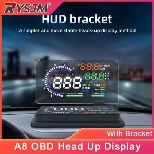 A8 자동차 속도계 헤드업 디스플레이 브래킷 포함 OBD HUD 앞유리 프로젝터 RPM 타코미터 수온 전압 게이지