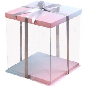 투명케이크상자 50개 포장박스 사각 5호 선물 페트/검정받침) 웨딩용 PET 상자