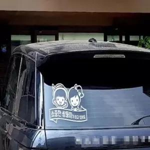 [CAR] 소중한 쌍둥이 탑승 스티커 화이트 차량시트지 아기자동차 방수스티커 차량용 입체