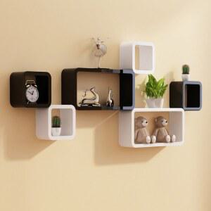 벽선반 무타공 인테리어 거실 금속 아트월선반 육각 페이퍼백 사각 JA1 원목색 3단