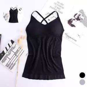 내장 캡 끈 포인트 나시 여름 여자 이너웨어 X자