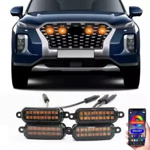 현대 팰리세이드 - 용 18LED 전면 그릴 라이트 픽업 오프로드 12V 용 자동차 주간 러닝 라이트 휠 눈썹 램