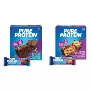 퓨어 프로틴 갤럭틱 브라우니 초콜릿 칩 바 번들 - 12 카운트 박스 20g 고단백 텐 프리 저설탕 훌륭한 맛