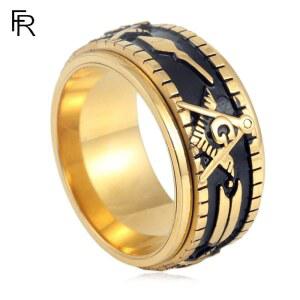 Rotatable 티타늄 스틸 AG 프리메이슨 반지 남성용 대형 손가락 핸드 쥬얼리 S9AC6