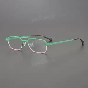 일본Ti 프리미엄 안경테 마이너 감성 복고풍 더블빔 남녀공용 컬러 패션 초경량 티타늄