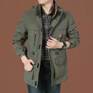  춘추 남성 하프 바람막이 자켓 캐주얼 멀티 포켓 아웃도어 통기성 카고 코트