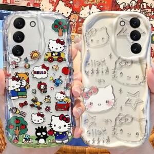 헬로 키티 웨이브 케이스 삼성 호환 갤럭시 S25 S24 S23 S22 S21 울트라 플러스 S20 FE A73 A72 A71 A55 A5