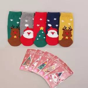 유아양말 메리데이 퐁당퐁당 크리스마스 산타 양말 5족세트 겨울 아동 유아 아기 신생아