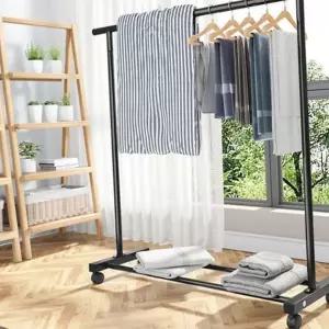 철제 이동식 행거 바퀴형 튼튼 선반 이동식 옷걸이 행거 수납