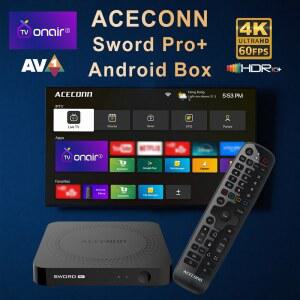 셋톱박스 ACECONN 스트리밍 안드로이드 IPTV 박스 4K TVONAIR3 듀얼 와이파이 BT 지원 음성 리모컨 백라이트 핫키 찾기 RCU 소드 프로 TV