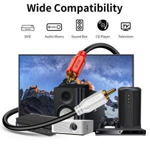 1PC  RCA 케이블 남성 스테레오 오디오 서브우퍼 듀얼 쉴드 코드 홈시어터용 호환 호환 가능