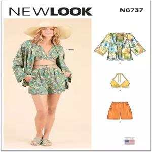 뉴 룩 UN6737A 미스 재킷 랩 홀터 탑 및 반바지 재봉 패턴 패킷 디자인 코드 N6737 사이즈