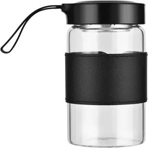 BNCWCQZ 작은 유리 셰이커 병 16온스 BPA 무취 304SS 믹싱 볼과 피트니스 및 단백질 쉐이크를 위한 탈착식