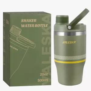 발레스카 단백질 쉐이커 병 20온스 단열 스테인리스 스틸 BPA 프리 누수 방지 식기세척기 사용 가능 및