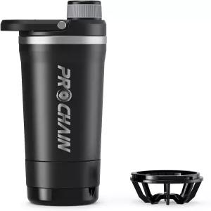 프로체인 단열 스테인리스 스틸 셰이커 병 보관 시 단백질 쉐이크용 금속 컵 누수 방지 트위스트 잠금 뚜껑