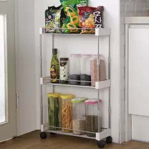 높이조절 세탁기 냉장고 틈새 선반 수납장 3단 트롤리 이동식수납장