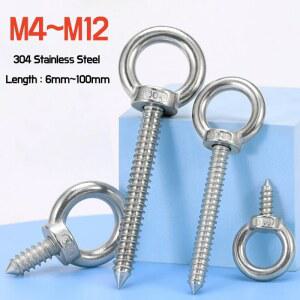 나무 리프팅 너트 라운드 304 3PCS 나사 스테인레스 아이 스틸 볼트 M4M5M6M8M10M12 셀프 태핑