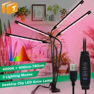 식물등 조명 데스크탑 클립 풀 스펙트럼 LED 식물 성장등 4000K 400nm 780nm 기능 3가지 모드 온실 텐트 채