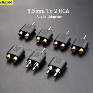 Cltgxdd 1피스 3극 3.5mm 듀얼 채널 잭 스테레오 남성 쌍 2 RCA 플러그 암 어댑터 Y 분배기 오디오 커넥터
