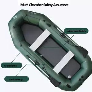 레저 낚시 녹색 멀티 사이즈 풍선 PVC 카약 세트 강 호수 수상 스포츠 카누 에어 데크가있는 3 레이어 소재