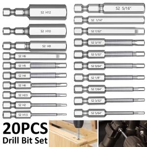 육각 스크루드라이버 헤드 세트 S2 합금강 알렌 소켓 비트 미터법 자석 도구 20개