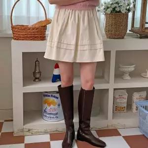 여자 백밴딩 쁘띠 면원단 에이라인 후레아 스커트
