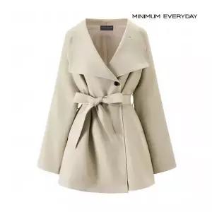 미니멈 정상가 159000원ㅣ클래식 빅 라펠 허리 스트랩 하프 트렌치 자켓 EC1JK003D 457740