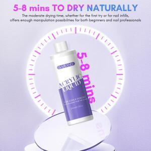 Saviland 240ml 모노머 아크릴 네일 액체 3pcs 브러쉬 크기 8/10/14 파우더 손톱 확장 살롱 DIY