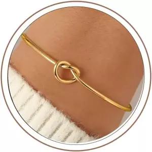 여성용 투란도스 골드 매듭 뱅글 팔찌 - 18K 도금 커프 트렌디한 맞춤형 오픈 러브 조절 가능 주얼리 선물