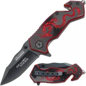 택포스 레스큐 스타일 포켓 접이식 나이프 스테인리스 스틸 드롭 포인트 블레이드 알루미늄 핸들 클립 유리