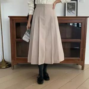 여자 에이라인 롱 아코디언 캐쥬얼 스커트