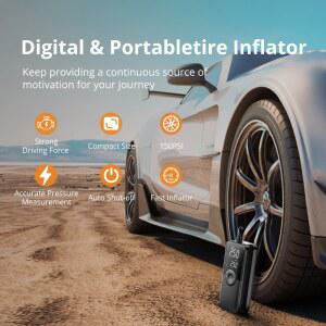 CARSUN 휴대용 충전식 에어 펌프 타이어 디지털 자전거 팽창기 자동차 오토바이 무선
