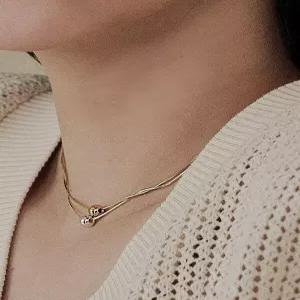 [로아주][silver925]Snake chain ball necklace