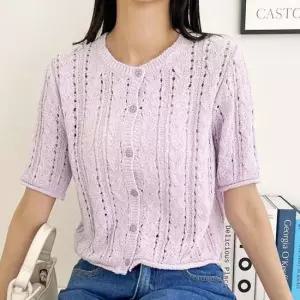 펀칭 여성 가디건 봄 여름 크롭 여자 반팔 가디건 4색 간절기아우터 여성니트가디건 니트티